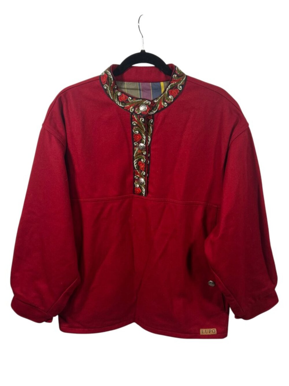 Lupo Jacket Mens Wool Blend Pullover Coat Small Norweigan Outdoor Vintage Red